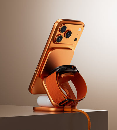 X40 Turbo Qi2.2 3-in-1 MagSafe Foldable Charging Stand · Cosmic Orange