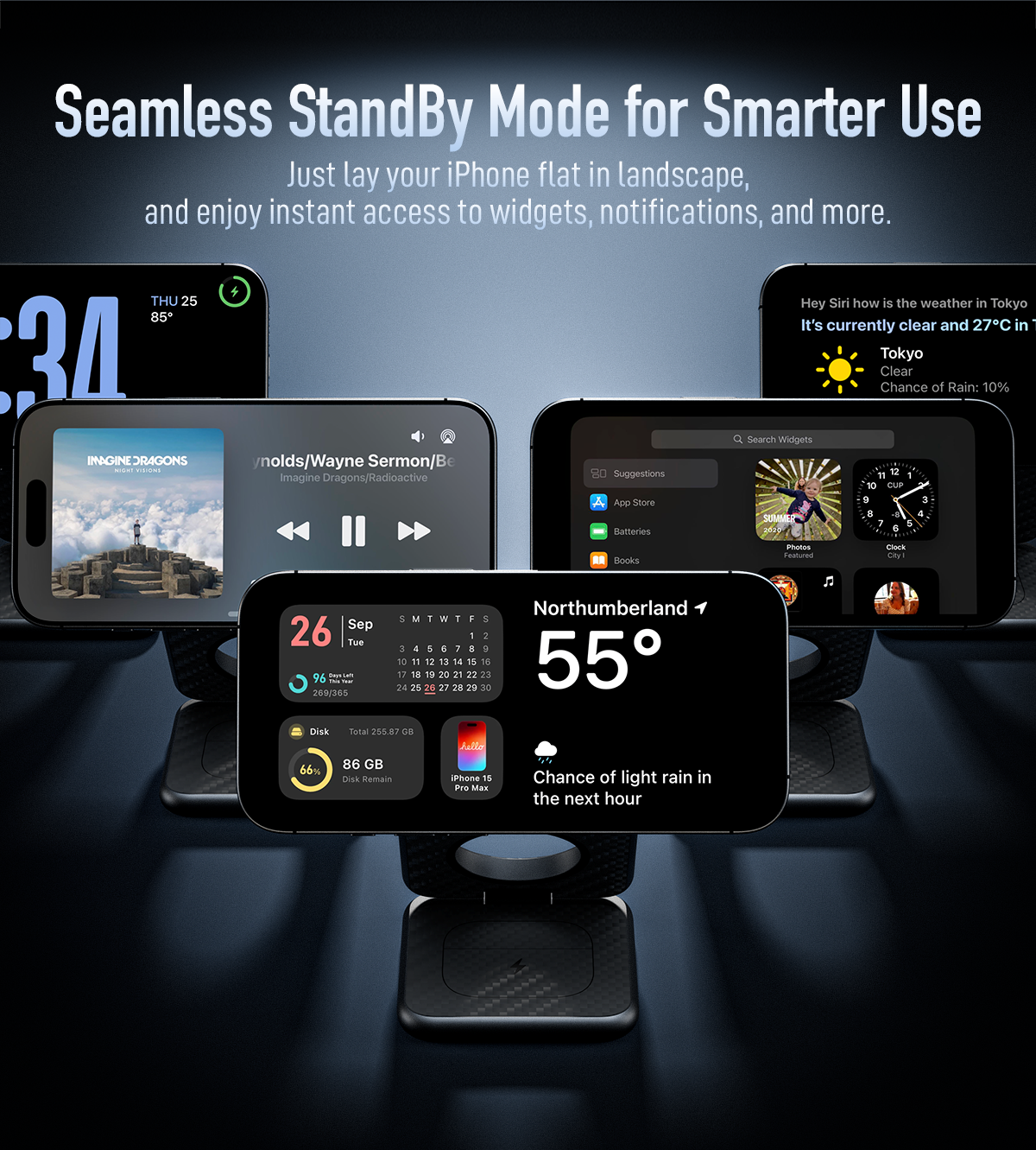 X40 3-in-1 MagSafe Foldable Charging Stand · Carbon Fiber