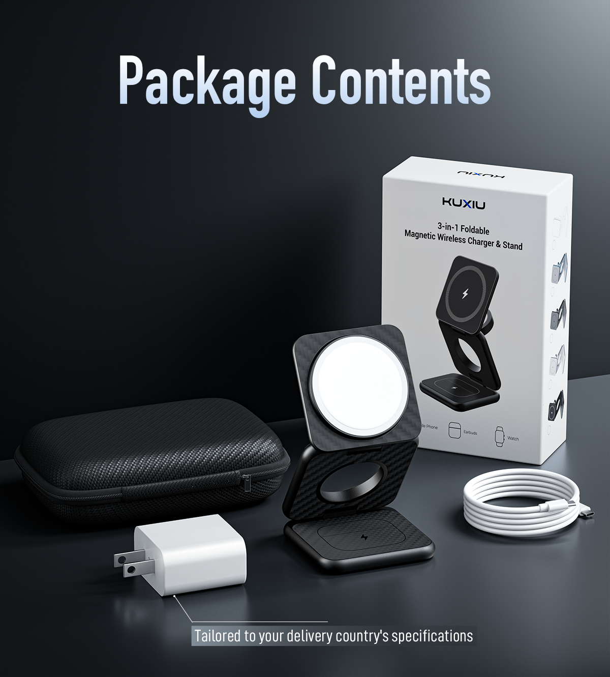 X40 3-in-1 MagSafe Foldable Charging Stand · Carbon Fiber