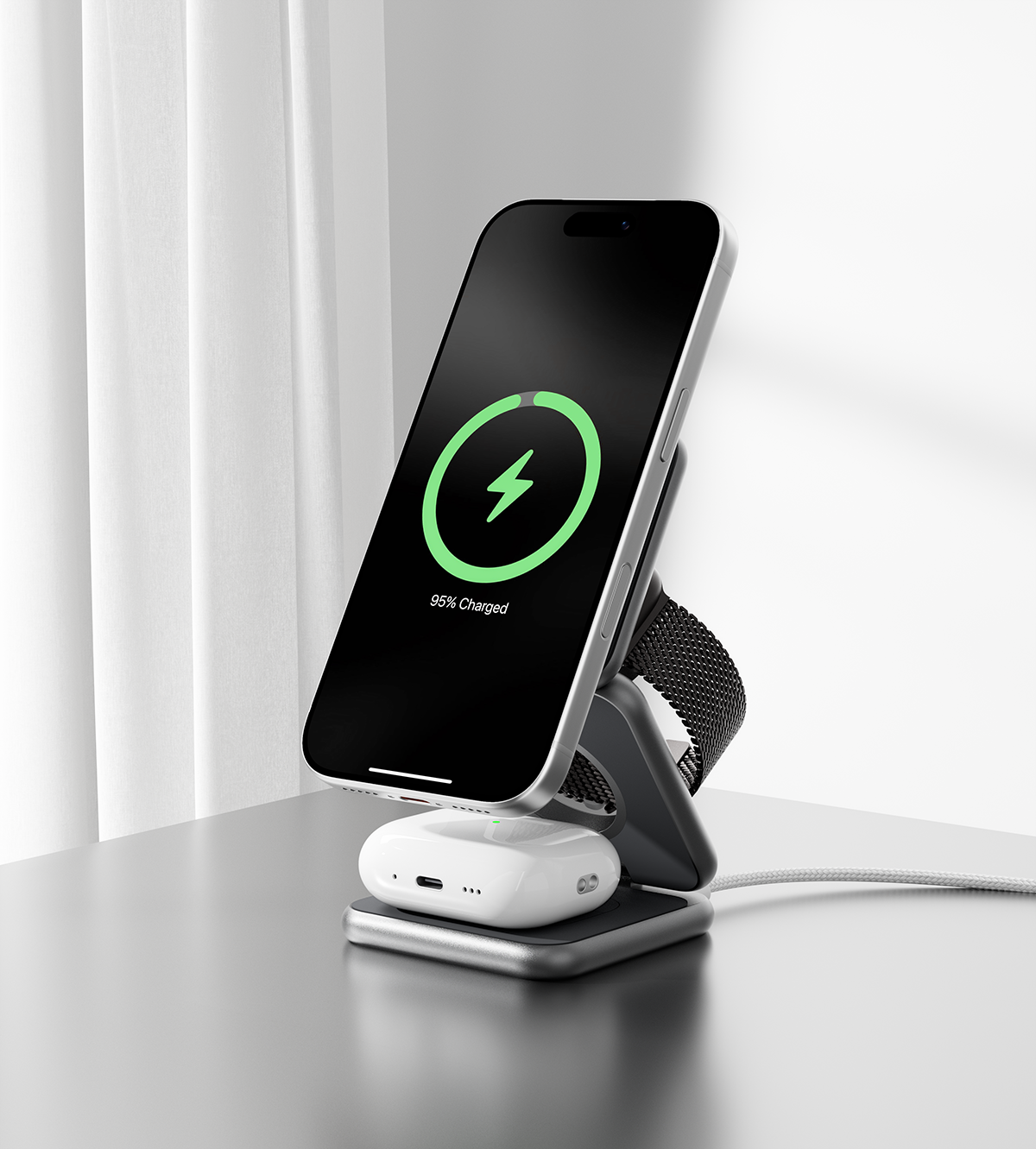 X40 3-in-1 MagSafe Foldable Charging Stand · Gray