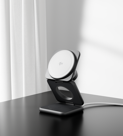 X40Q Qi2 Certified 3-in-1 MagSafe Foldable Charging Stand · Gray