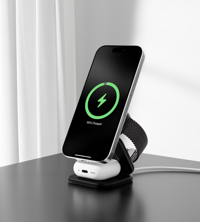 X40 Turbo Qi2.2 3-in-1 MagSafe Foldable Charging Stand · Black