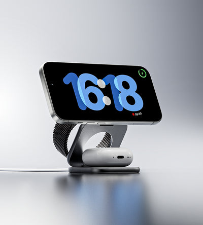X40 Turbo Qi2.2 3-in-1 MagSafe Foldable Charging Stand · Gray
