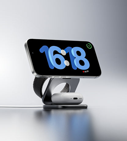 X40 Turbo Qi2.2 3-in-1 MagSafe Foldable Charging Stand · Gray