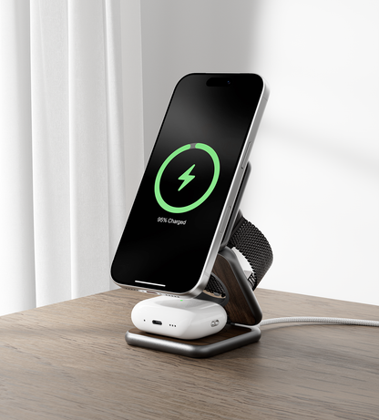 X40 Pro 3-in-1 MagSafe Foldable Charging Stand · Wood Grain