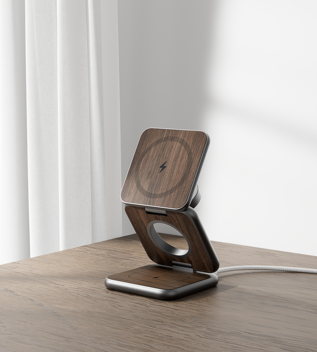 X40 Pro 3-in-1 MagSafe Foldable Charging Stand · Wood Grain