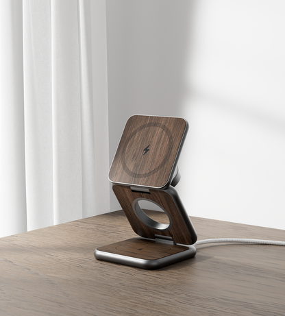 X40 Pro 3-in-1 MagSafe Foldable Charging Stand · Wood Grain
