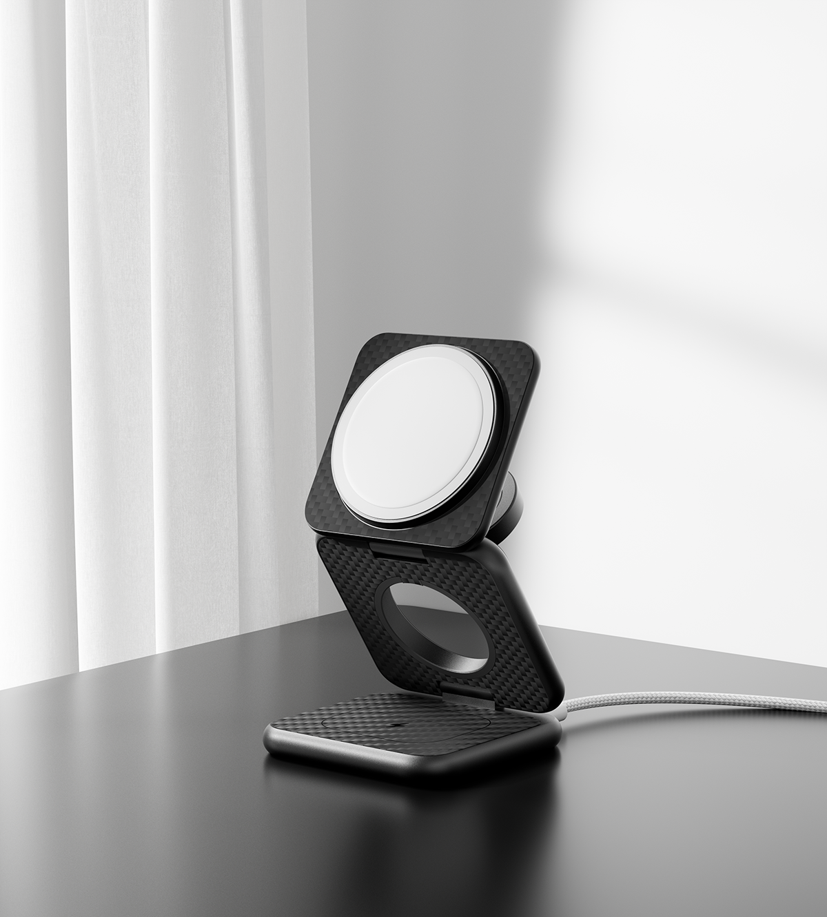 X40 3-in-1 MagSafe Foldable Charging Stand · Carbon Fiber