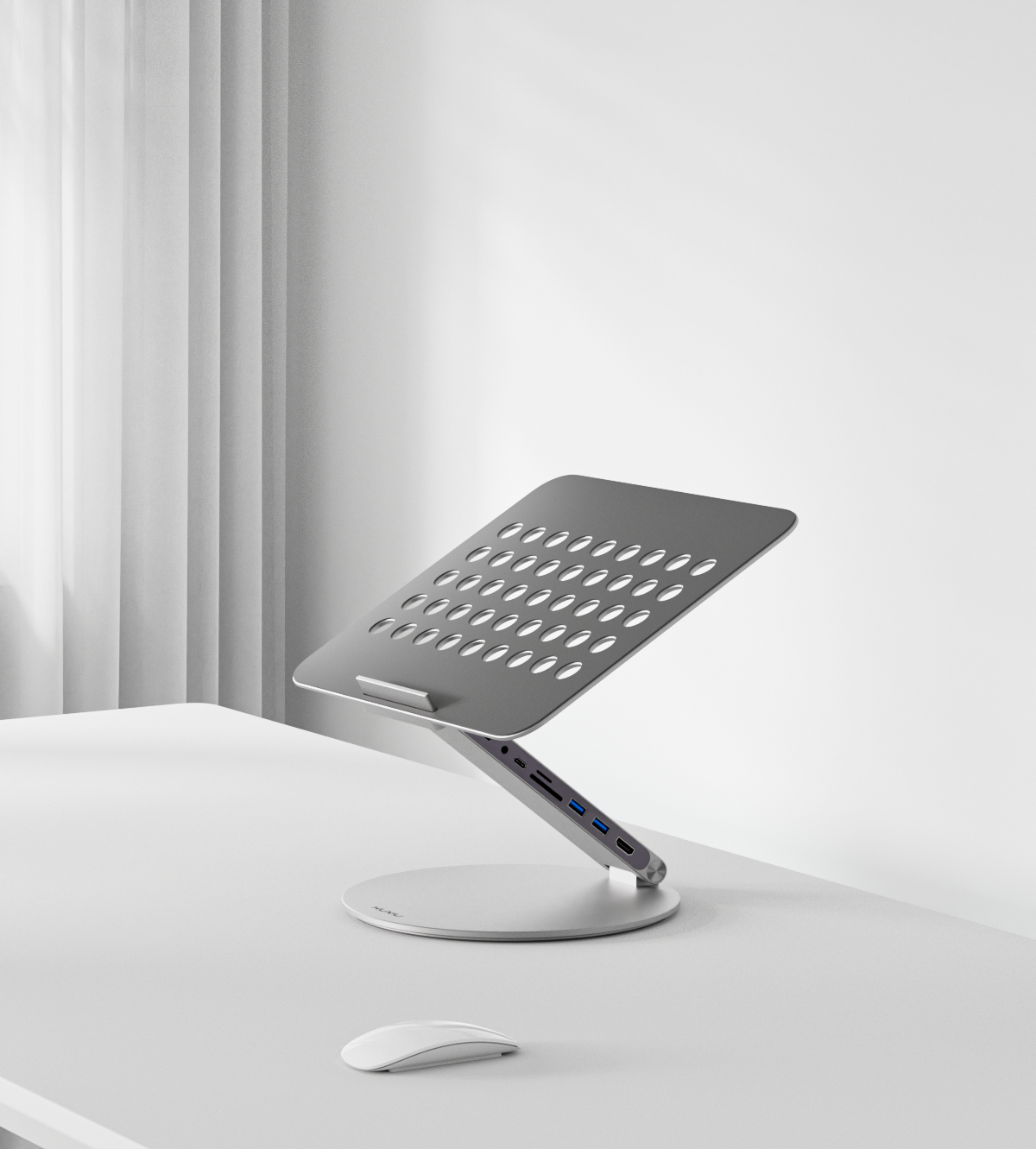 X53 Ergonomic Laptop Stand with Built-in 8-in-1 Hub · Gray