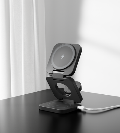 X55 3-in-1 MagSafe Foldable Charging Stand · Black