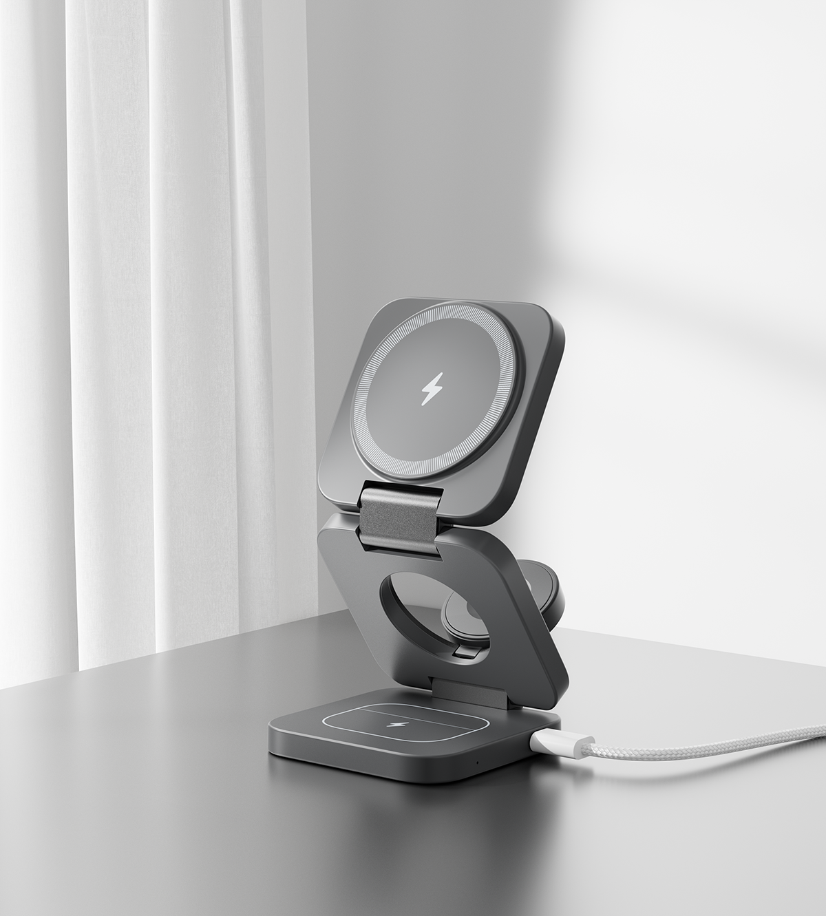 X55 3-in-1 MagSafe Foldable Charging Stand · Gray