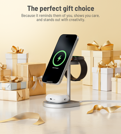 3-Point Power Creative 3-in-1 MagSafe Charging Stand · Gray