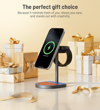 3-Point Power Creative 3-in-1 MagSafe Charging Stand · Red&Blue