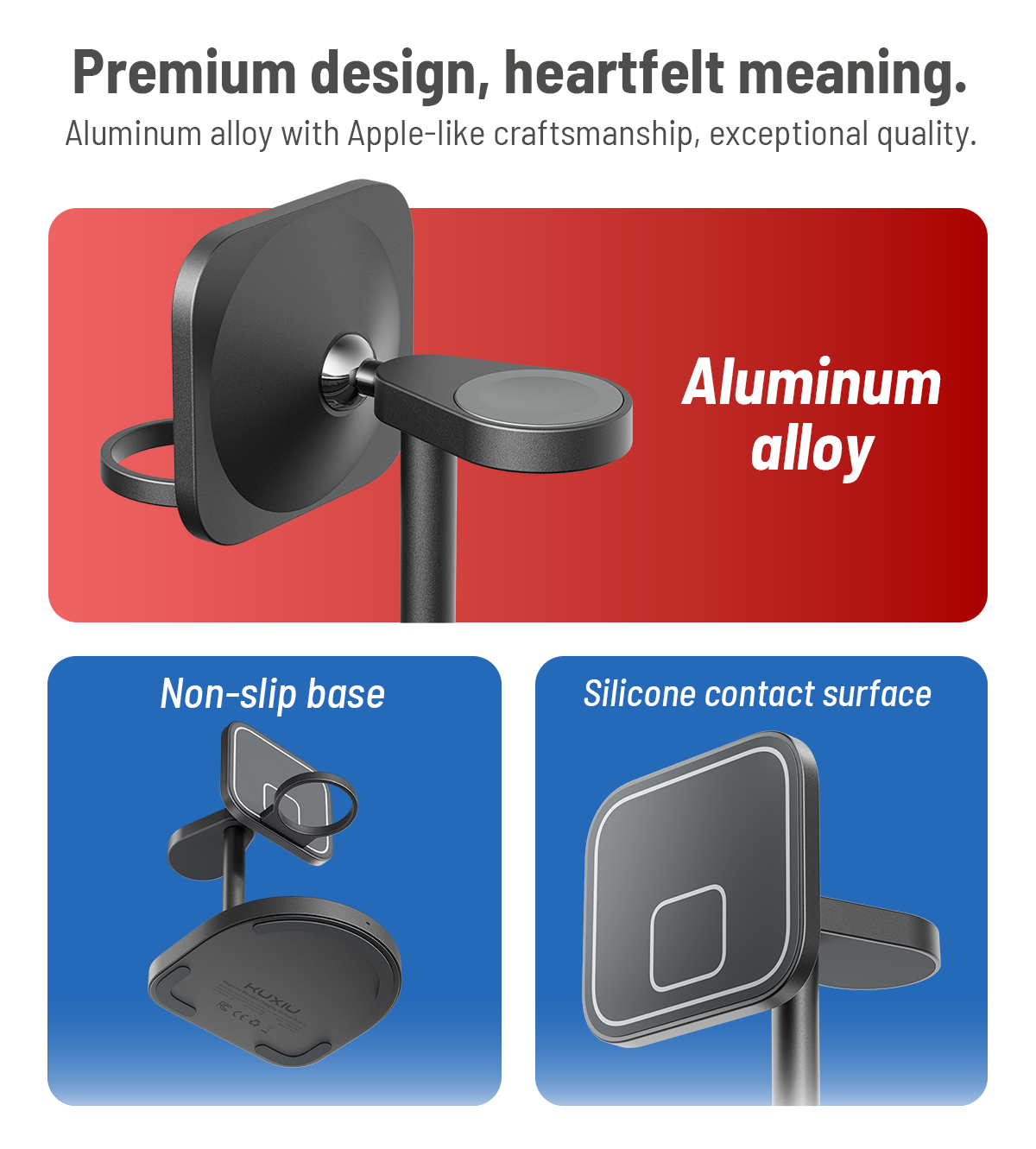 3-Point Power Creative 3-in-1 MagSafe Charging Stand · Red&Blue