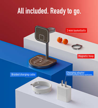 3-Point Power Creative Qi2 Certified 3-in-1 MagSafe Charging Stand · Wood Grain