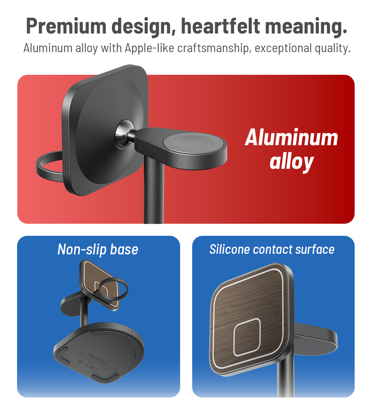 3-Point Power Creative Qi2 Certified 3-in-1 MagSafe Charging Stand · Wood Grain