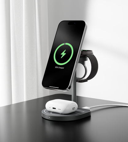 3-Point Power Creative 3-in-1 MagSafe Charging Stand · Black