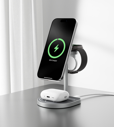 3-Point Power Creative 3-in-1 MagSafe Charging Stand · Gray