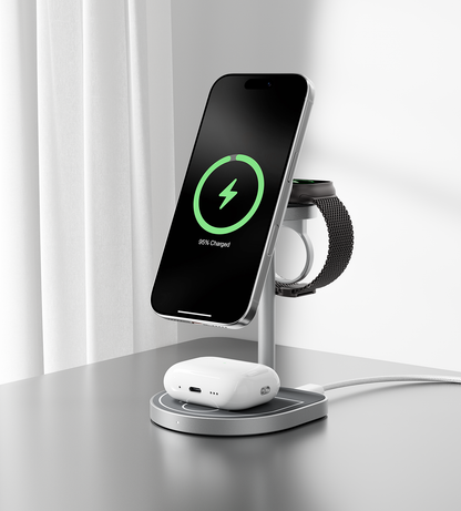 3-Point Power Creative 3-in-1 MagSafe Charging Stand · Gray