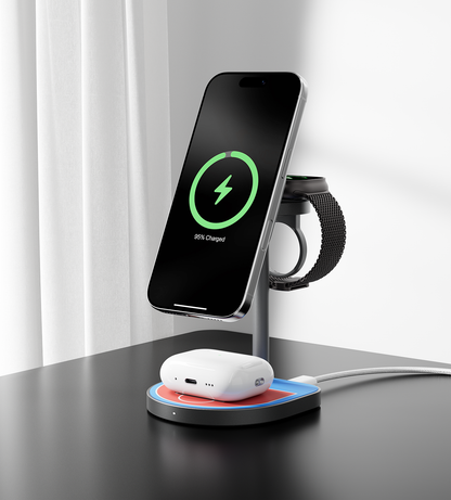 3-Point Power Creative 3-in-1 MagSafe Charging Stand · Red&Blue