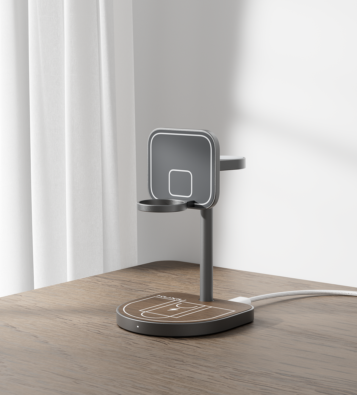 3-Point Power Creative Qi2 Certified 3-in-1 MagSafe Charging Stand · Wood Grain